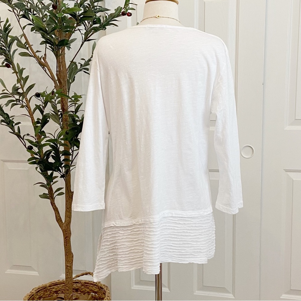 Crisp All White Cotton TUNIC with Asymmetrical Hem - Picture 8 of 11